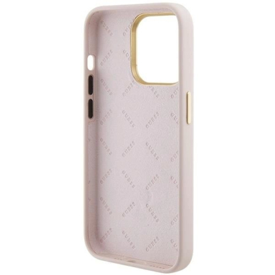 Originalus Guess dėklas Silicone Logo Strass 4GiPhone 15 Pro - light Rožinis 6