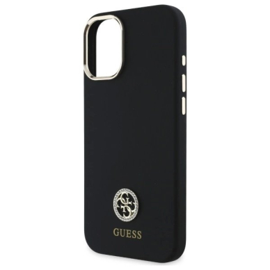 Dėklas Guess Silicone Logo Strass 4G  iPhone 16 - Juodas 5