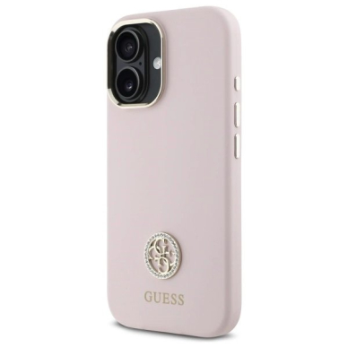 Dėklas Guess Silicone Logo Strass 4G  iPhone 16 - light Rožinis 1