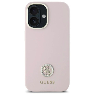 Dėklas Guess Silicone Logo Strass 4G  iPhone 16 - light Rožinis 2