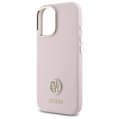 Dėklas Guess Silicone Logo Strass 4G  iPhone 16 - light Rožinis 5