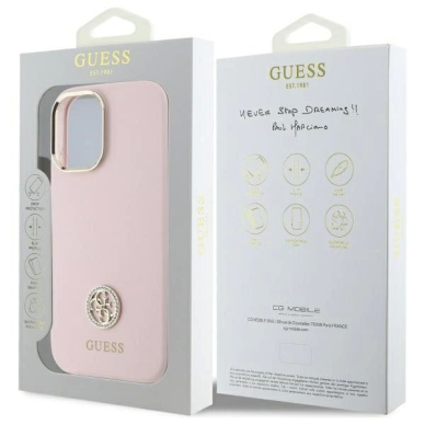 Dėklas Guess Silicone Logo Strass 4G  iPhone 16 - light Rožinis 7