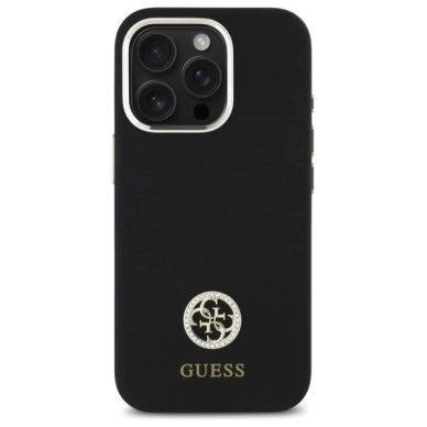 Dėklas Guess Silicone Logo Strass 4G  iPhone 16 Pro - Juodas 2