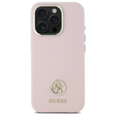 Dėklas Guess Silicone Logo Strass 4G  iPhone 16 Pro - light Rožinis 2