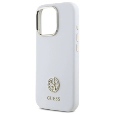 Dėklas Guess Silicone Logo Strass 4G  iPhone 16 Pro Max - Baltas 5