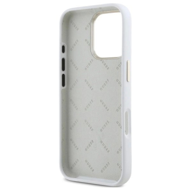 Dėklas Guess Silicone Logo Strass 4G  iPhone 16 Pro Max - Baltas 6