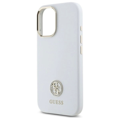 Dėklas Guess Silicone Logo Strass 4G  iPhone 16 - Baltas 5