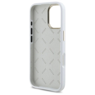 Dėklas Guess Silicone Logo Strass 4G  iPhone 16 - Baltas 6