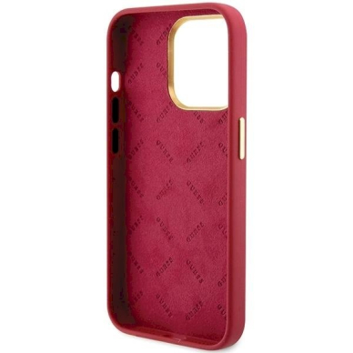 Originalus Guess dėklas Silicone Script Metal Logo & FrameiPhone 15 Pro - Raudonas 6