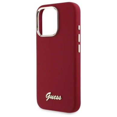 Dėklas Guess Silicone Script Metal Logo iPhone 16 Pro  - Rožinis 5