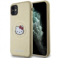 Hello Kitty Dėklas Leather Kitty Head MagSafeiPhone 11 / Xr - Auksinis