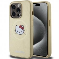 Hello Kitty Dėklas Leather Kitty Head MagSafeiPhone 13 Pro Max - Auksinis