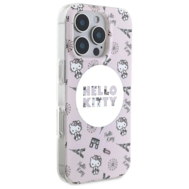 Dėklas Hello Kitty IML All Over Paris Magsafe  iPhone 16 Pro Max - Pink 3