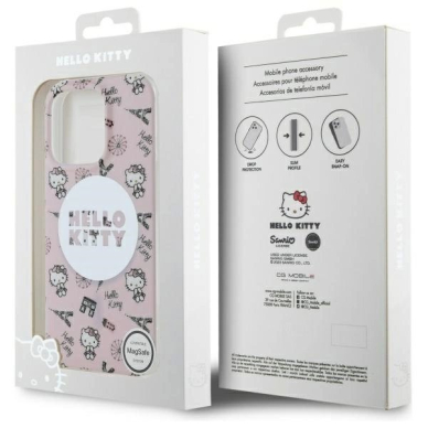 Dėklas Hello Kitty IML All Over Paris Magsafe  iPhone 16 Pro Max - Pink 7