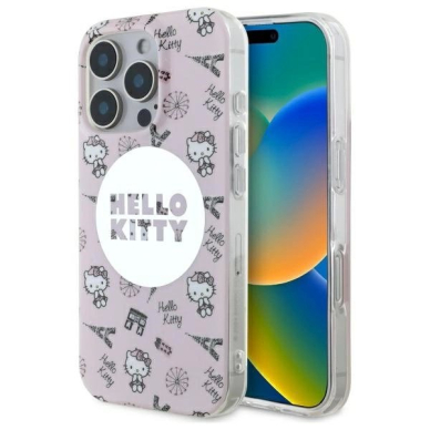 Dėklas Hello Kitty IML All Over Paris Magsafe  iPhone 16 Pro Max - Pink