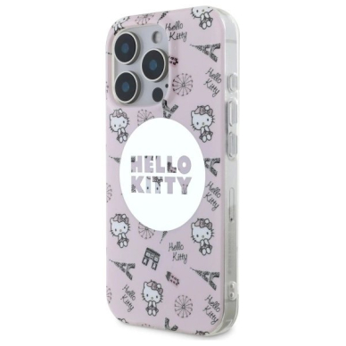 Dėklas Hello Kitty IML All Over Paris Magsafe iPhone 16 Pro  - Pink 1