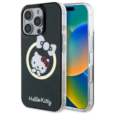 Dėklas Hello Kitty IML Fun Bow Magsafe iPhone 16 Pro  - Juodas