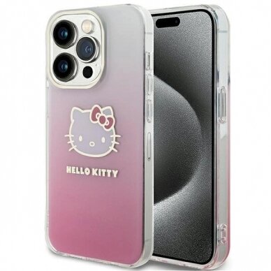 Hello Kitty Dėklas IML Gradient Electrop Kitty HeadiPhone 14 Pro - Rožinis