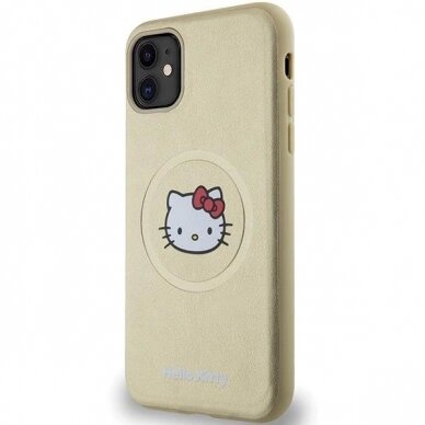 Hello Kitty Dėklas Leather Kitty Head MagSafeiPhone 11 / Xr - Auksinis 1