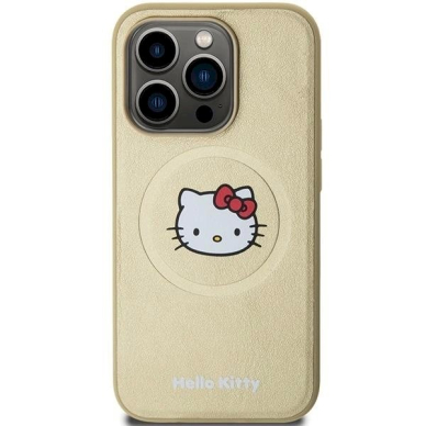 Hello Kitty Dėklas Leather Kitty Head MagSafeiPhone 13 Pro / 13 - Auksinis 2