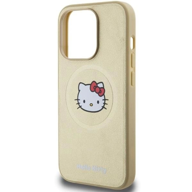 Hello Kitty Dėklas Leather Kitty Head MagSafeiPhone 13 Pro / 13 - Auksinis 5