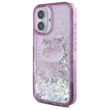 Dėklas Hello Kitty Liquid Glitter 50TH Anniversary Party iPhone 16  - Violetinis 1