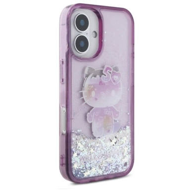 Dėklas Hello Kitty Liquid Glitter 50TH Anniversary Party iPhone 16  - Violetinis 3