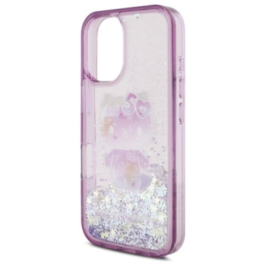 Dėklas Hello Kitty Liquid Glitter 50TH Anniversary Party iPhone 16  - Violetinis 5