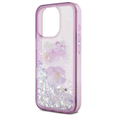 Dėklas Hello Kitty Liquid Glitter 50TH Anniversary Party iPhone 16 Pro  - Violetinis 5