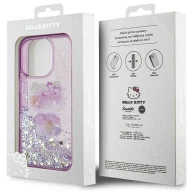 Dėklas Hello Kitty Liquid Glitter 50TH Anniversary Party iPhone 16 Pro  - Violetinis 7