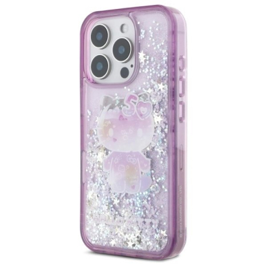 Dėklas Hello Kitty Liquid Glitter 50TH Anniversary Party iPhone 16 Pro Max  - Violetinis 1