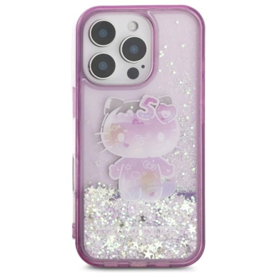 Dėklas Hello Kitty Liquid Glitter 50TH Anniversary Party iPhone 16 Pro Max  - Violetinis 2