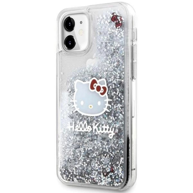 Hello Kitty Dėklas Liquid Glitter Charms Kitty HeadiPhone 11 / Xr - Sidabrinis 1