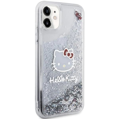 Hello Kitty Dėklas Liquid Glitter Charms Kitty HeadiPhone 11 / Xr - Sidabrinis 3