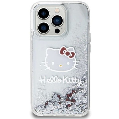 Hello Kitty Dėklas Liquid Glitter Charms Kitty HeadiPhone 13 Pro / 13 - Sidabrinis 2