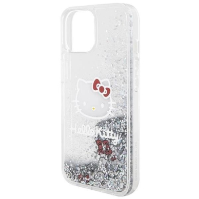 Hello Kitty Dėklas Liquid Glitter Charms Kitty HeadiPhone 14 - Sidabrinis 5