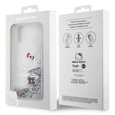 Hello Kitty Dėklas Liquid Glitter Charms Kitty HeadiPhone 14 - Sidabrinis 6