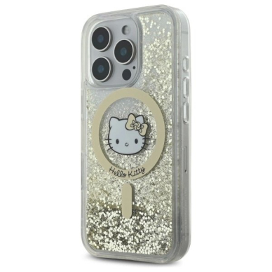 Dėklas Hello Kitty Liquid Glitter Fever MagSafe  iPhone 16 Pro Max - Gold 1