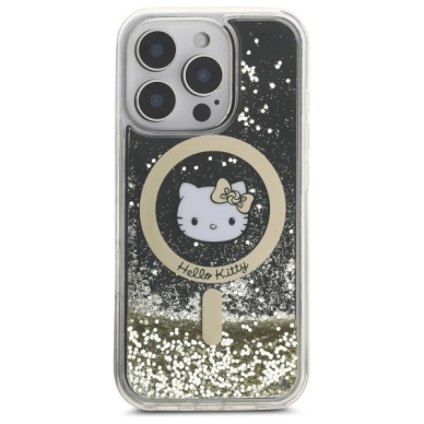 Dėklas Hello Kitty Liquid Glitter Fever MagSafe  iPhone 16 Pro Max - Gold 2