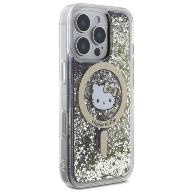 Dėklas Hello Kitty Liquid Glitter Fever MagSafe  iPhone 16 Pro Max - Gold 3