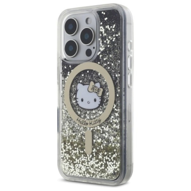 Dėklas Hello Kitty Liquid Glitter Fever MagSafe  iPhone 16 Pro Max - Gold 1