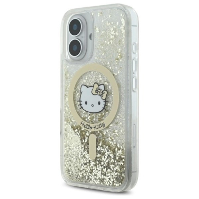 Dėklas Hello Kitty Liquid Glitter Fever MagSafe iPhone 16  - Gold 1