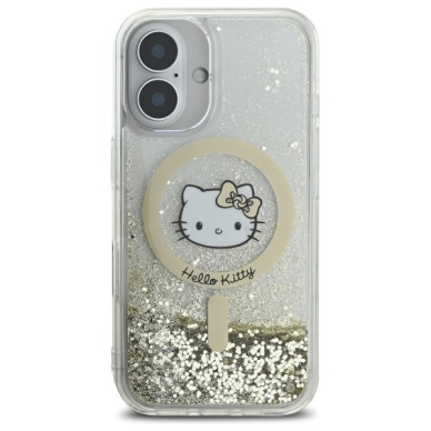 Dėklas Hello Kitty Liquid Glitter Fever MagSafe iPhone 16  - Gold 2