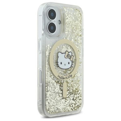 Dėklas Hello Kitty Liquid Glitter Fever MagSafe iPhone 16  - Gold 3