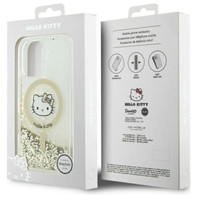 Dėklas Hello Kitty Liquid Glitter Fever MagSafe iPhone 16  - Gold 7