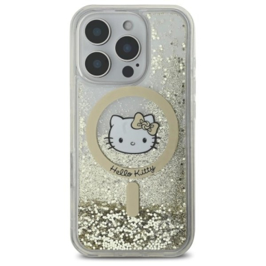 Dėklas Hello Kitty Liquid Glitter Fever MagSafe iPhone 16 Pro  - Gold 2