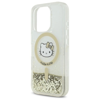 Dėklas Hello Kitty Liquid Glitter Fever MagSafe iPhone 16 Pro  - Gold 5