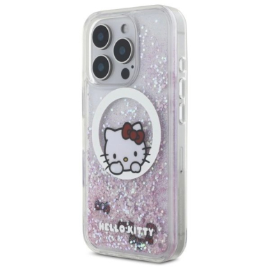 Dėklas Hello Kitty Liquid Glitter Sweet Kitty Bows MagSafe  iPhone 16 Pro Max - Baltas 1