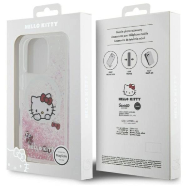 Dėklas Hello Kitty Liquid Glitter Sweet Kitty Bows MagSafe  iPhone 16 Pro Max - Baltas 7