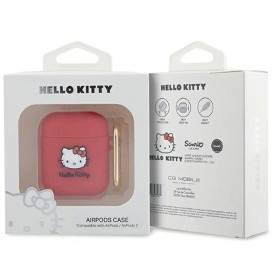 Hello Kitty Dėklas Silicone 3D Kitty HeadAirPods 1/2 - fuchsia 2